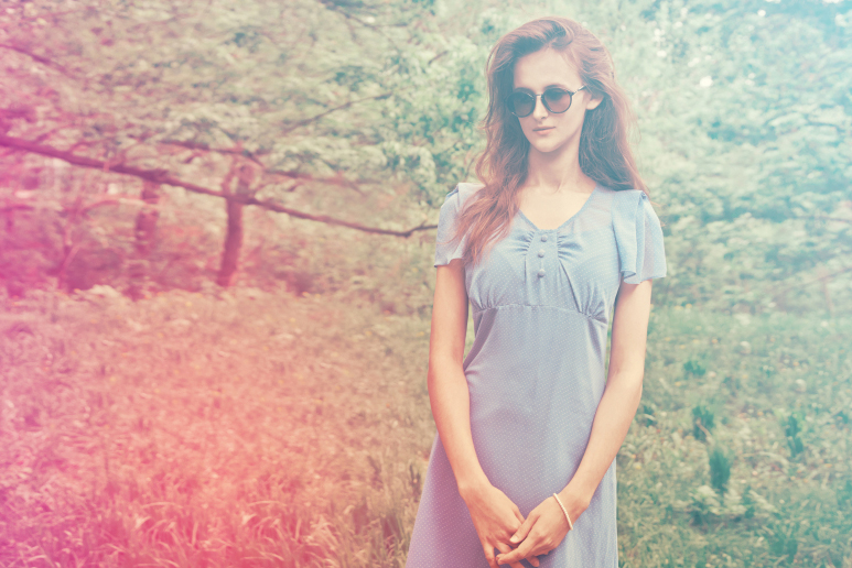 Beautiful woman, with retro filter