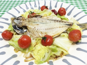 アジの干物と彩野菜の酒蒸し0013