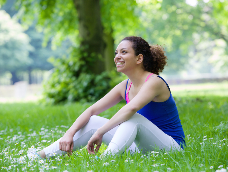 Young woman resting after workout