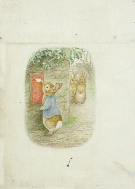 ビアトリクス・ポター 《1929年用『ピーターラビットの暦本』の挿絵のための水彩画》英国ナショナル・トラスト所蔵