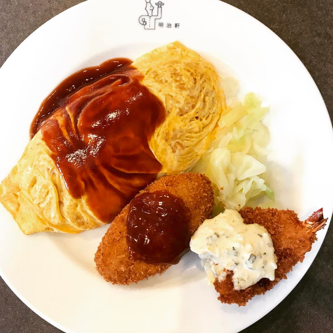 明治軒 蛋包飯+炸物