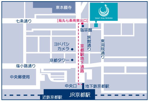 smart stay SHIZUKU京都駅前 kyoto ekimae 雫井膠囊旅館地圖
