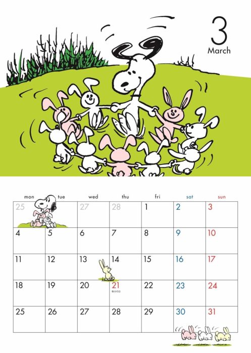 SNOOPY 2019月曆內頁