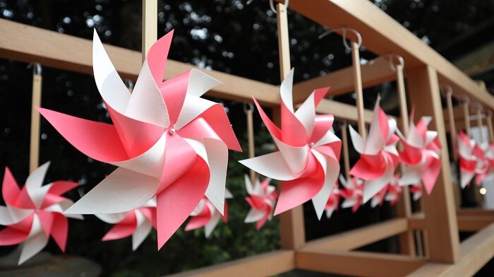 川越冰川神社_天皇陛下御即位慶祝_紅白風車