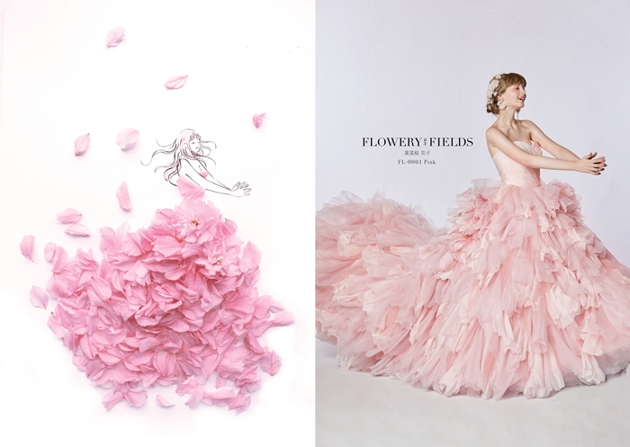 花卉拼貼×婚紗?!推特結緣的花語禮服「FLOWERY FIELDS」美到不可思議