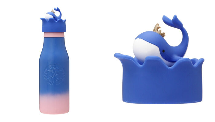日本星巴克_鯨魚與海洋生物系列_鯨魚瓶蓋不鏽鋼瓶