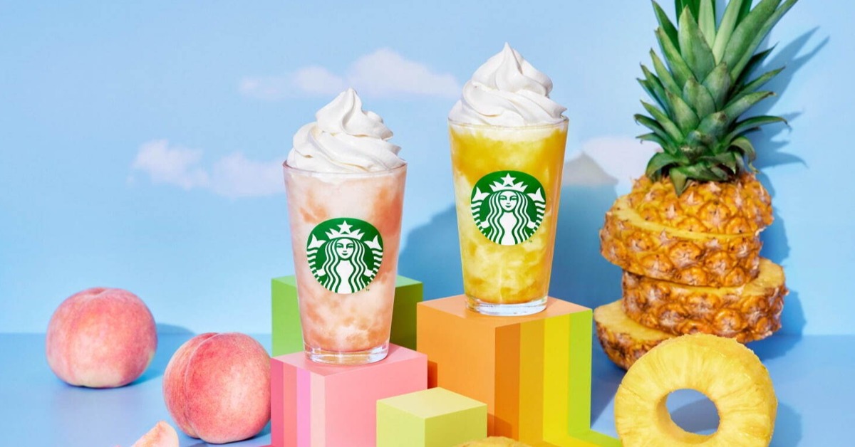 日本星巴克新品上市,季節水果一次推出二款,加購新杯還能免費升級!
