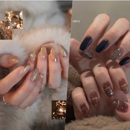 年末派對指彩圖鑑參考：從亮片、愛心、蜜杏色造型打造指尖焦點