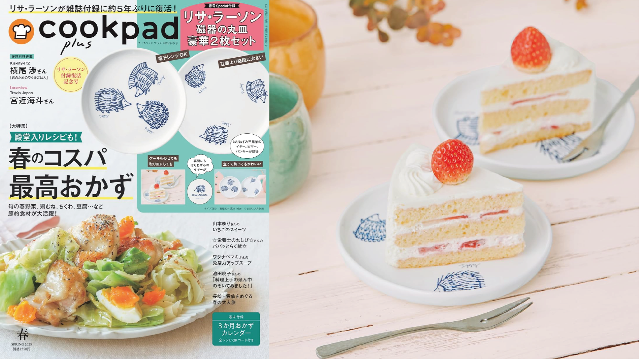 日本雜誌贈品2025年3月最新情報！趕快來把LISA LARSON小刺蝟瓷盤組打包帶走