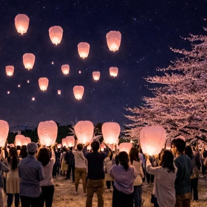 大阪春夜限定！「扇町櫻花祭」夜櫻×天燈×日本酒浪漫登場