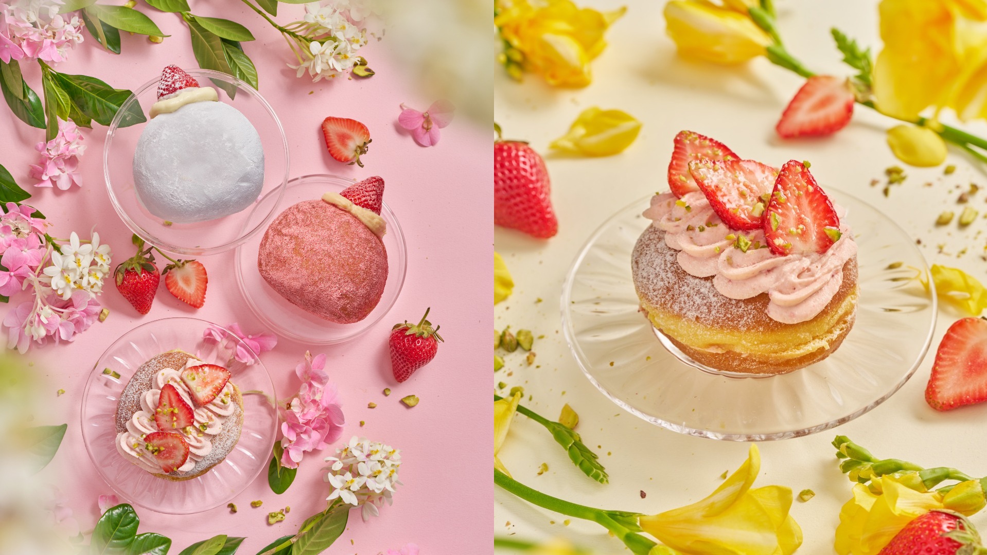 即日起快閃誠品南西！雪系町生ドーナツ用高彩度甜點語彙，讓草莓季甜點在雪景中盛開