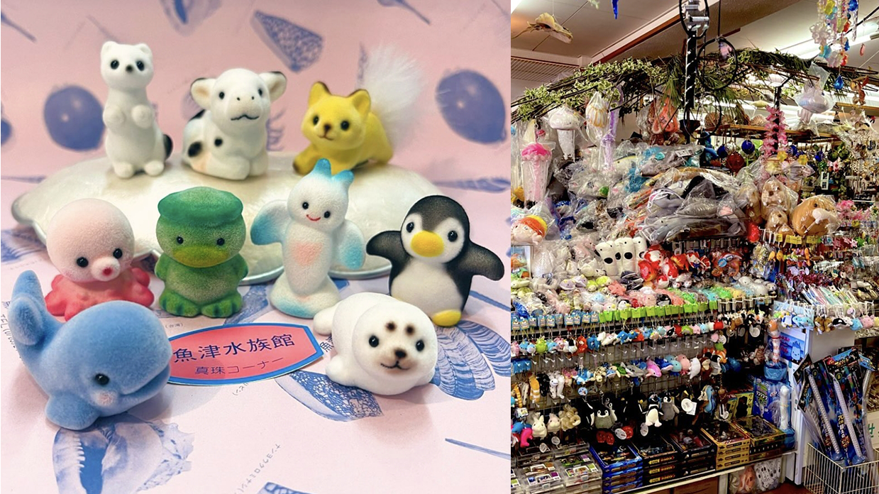 位於富山魚津水族館隔壁的禮品店「真珠コーナー」，到此一遊必買「植絨公仔」