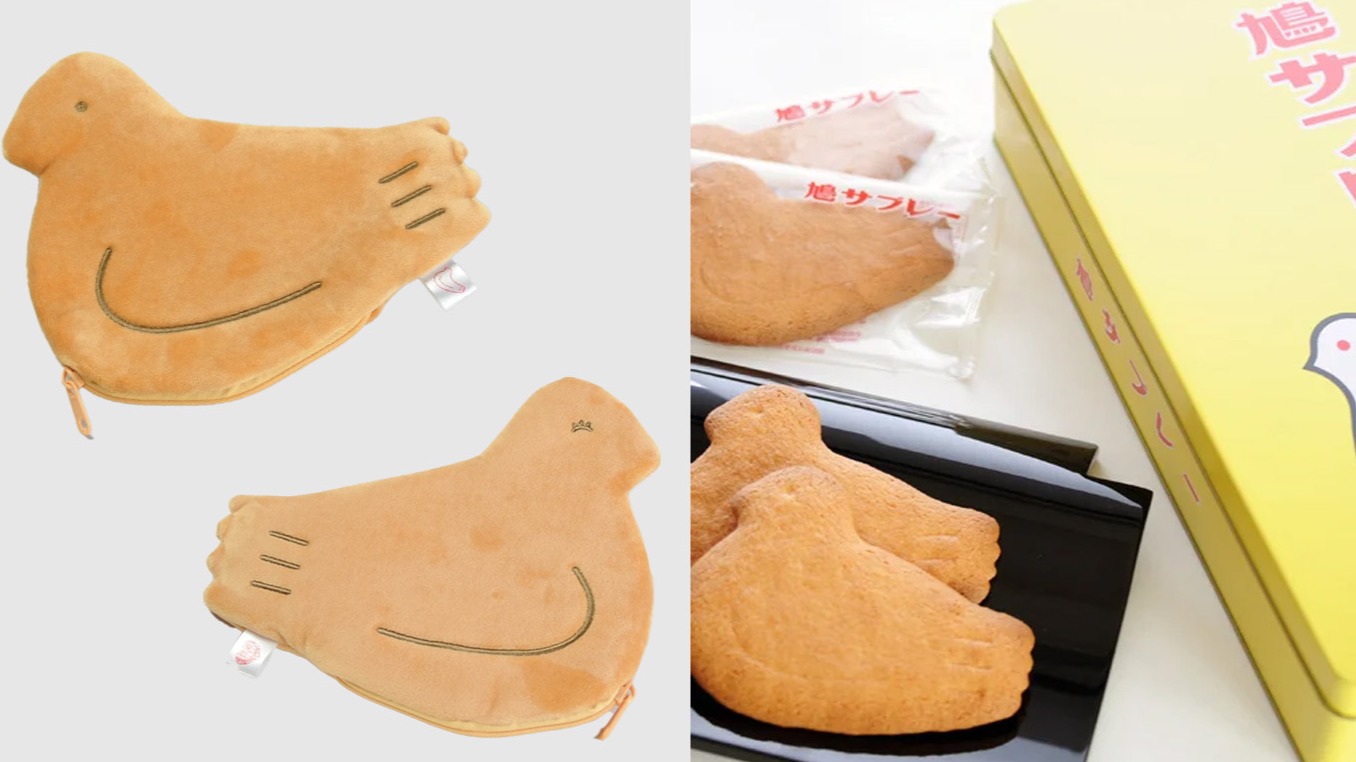 豐島屋鴿子餅乾造型化妝包「鳩ぽっぽーち」，鎌倉本店限定販售，到鎌倉來帶走可愛鴿子周邊吧！