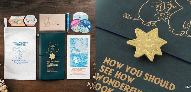 MOOMIN《姆米谷彗星來襲》旅行筆記本組合！超美牛皮書衣×黃銅星星設計