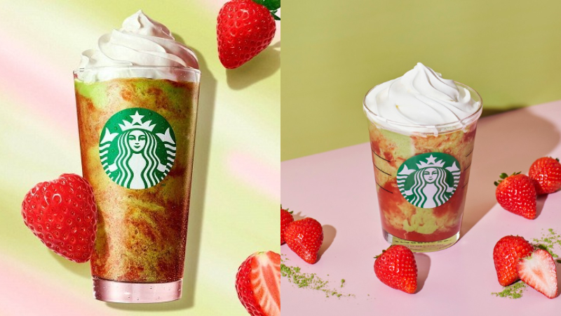 日本星巴克超短期間限定商品「抹茶草莓奶油星冰樂」晚來就喝不到啦!
