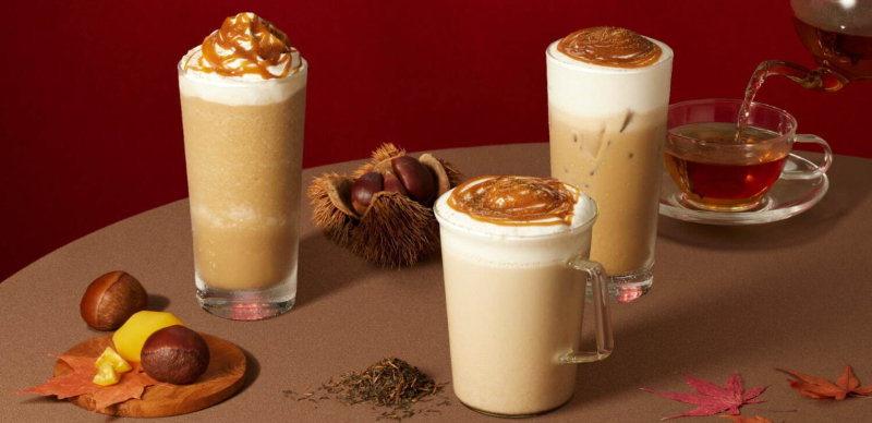 日本星巴克秋季新主打「烤地瓜濃香焦糖星冰樂」與栗子相關新品即將上市！