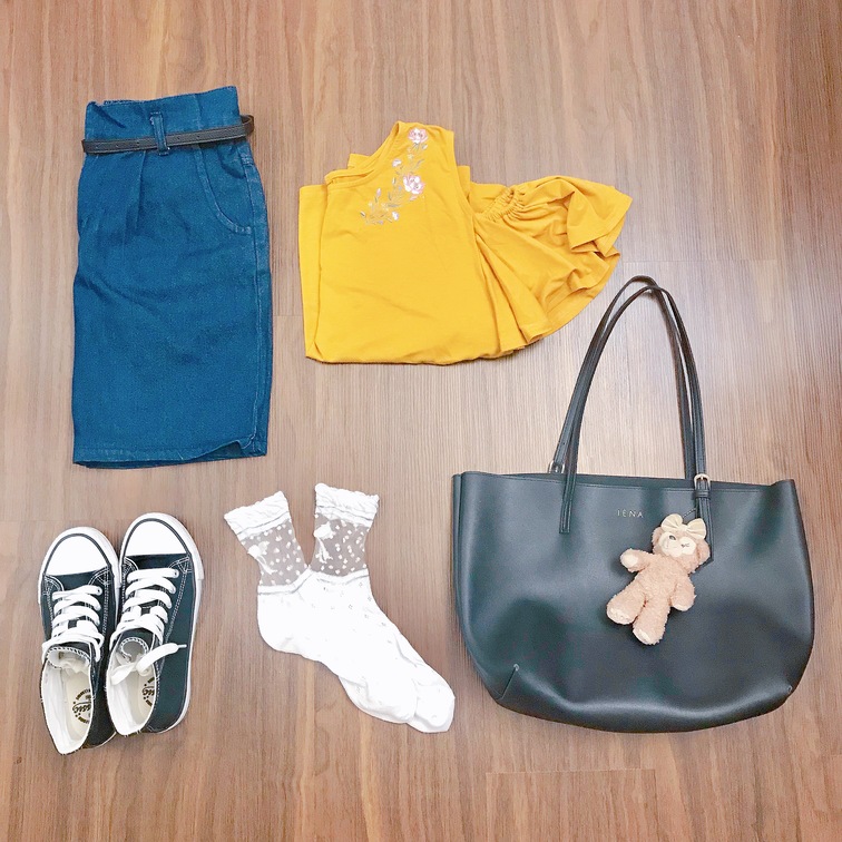 氣質腰帶牛仔花苞裙