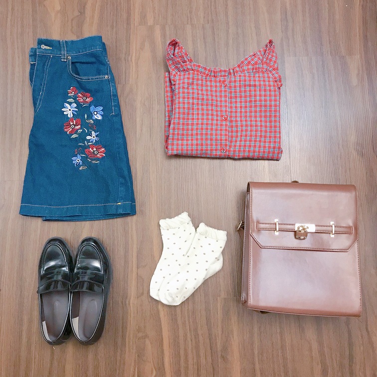 復古碎花牛仔A字裙