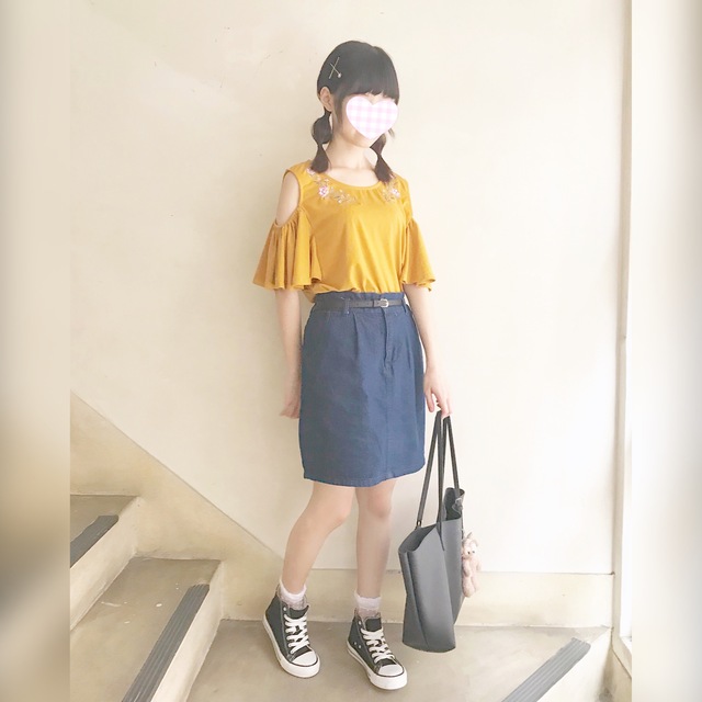 氣質腰帶牛仔花苞裙