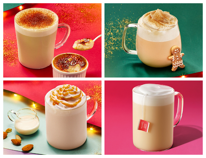 星巴克_holiday2021_牛奶布蕾拿鐵_薑餅拿鐵_焦糖杏仁牛奶_歡愉組曲茶拿鐵