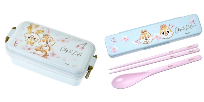 日本迪士尼2022春季商品sakura2022-奇奇蒂蒂便當盒與餐具組