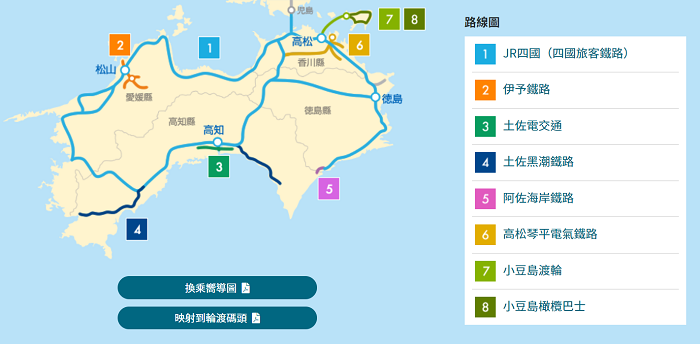 JR四國鐵路周遊券使用範圍