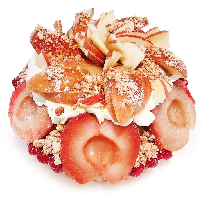 2022年11月_美麗甜點_cafe comme ca_秋田縣橫手市產蘋果「紅夢」與起士碎的蛋糕