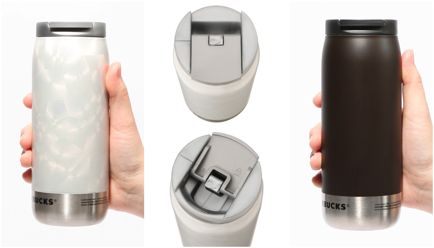 日本星巴克_春季_good spring day_罐形不鏽鋼隨身瓶_片狀白_黑