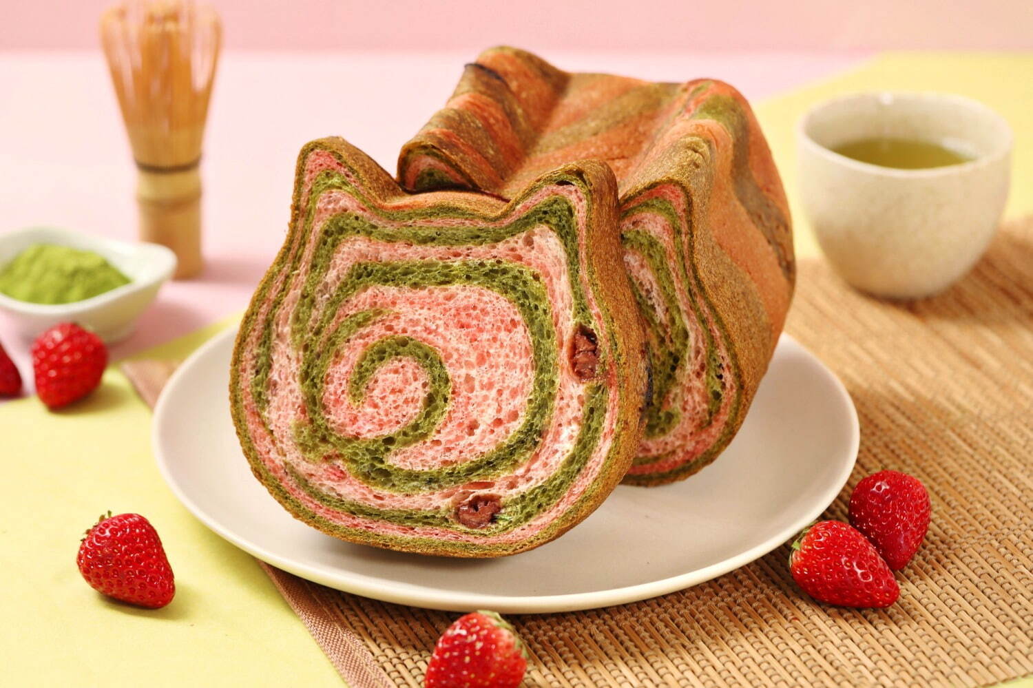 ねこねこ食パン いちご抹茶みるく_貓貓麵包草莓抹茶牛奶