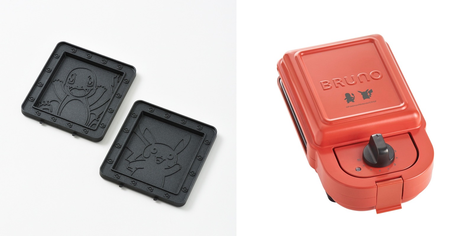 BRUNO X Pokémon_熱壓三明治鬆餅機_紅色_小火龍_皮卡丘