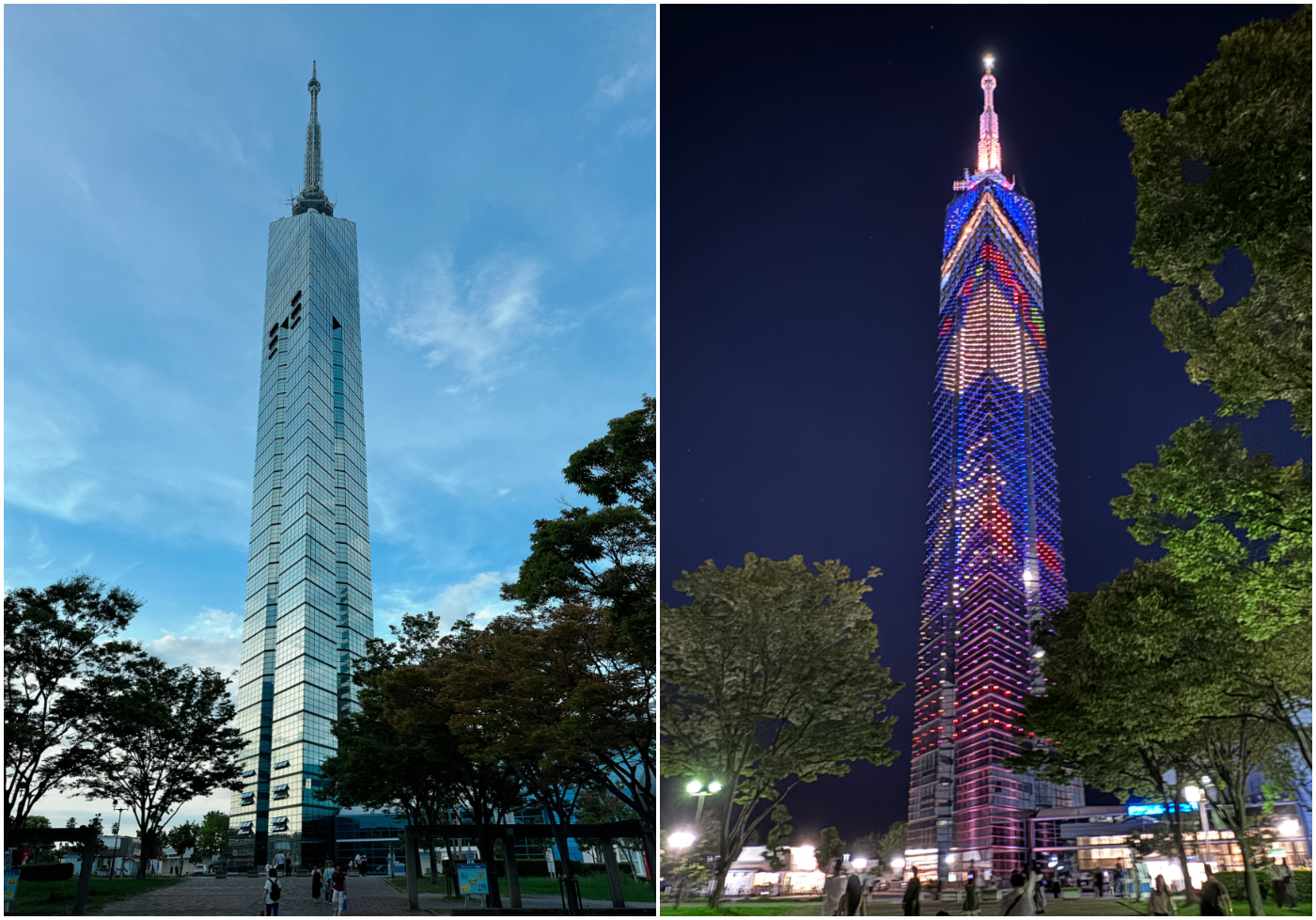 福岡塔_白日外觀_夜晚外觀