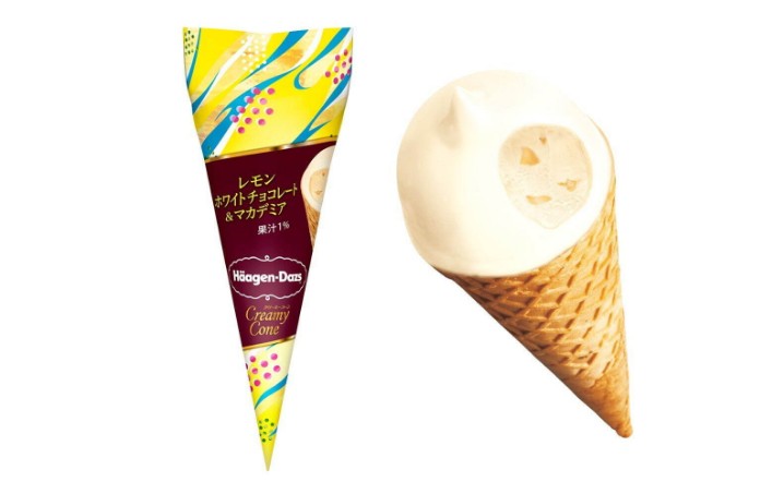 哈根達斯_クリーミーコーン レモンホワイトチョコレート＆マカデミア_奶油甜筒系列：檸檬白巧克力與夏威夷豆