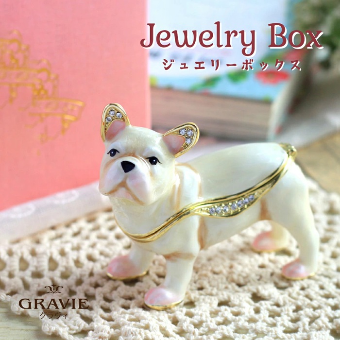 法國鬥牛犬造型的首飾盒