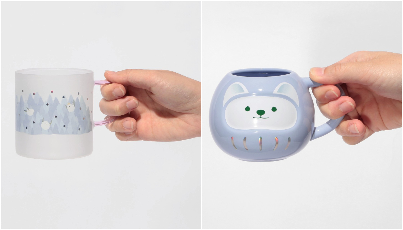 日本星巴克_STARBUCKS_SHINING WINTER_耐熱グラスマグシマエナガ_耐熱馬克杯 北長尾山雀_マグオコジョだるま_馬克杯 白鼬達摩