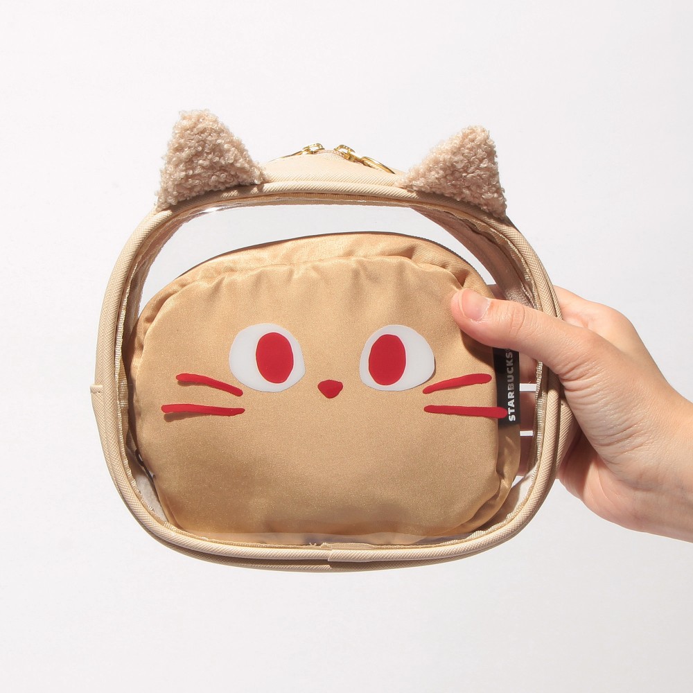 日本星巴克_STARBUCKS_HAVE A LOVELY DAY_ バレンタイン 2025 ファーポーチ inクリアポーチセット_情人節 2025 裝在透明袋中的絨毛袋