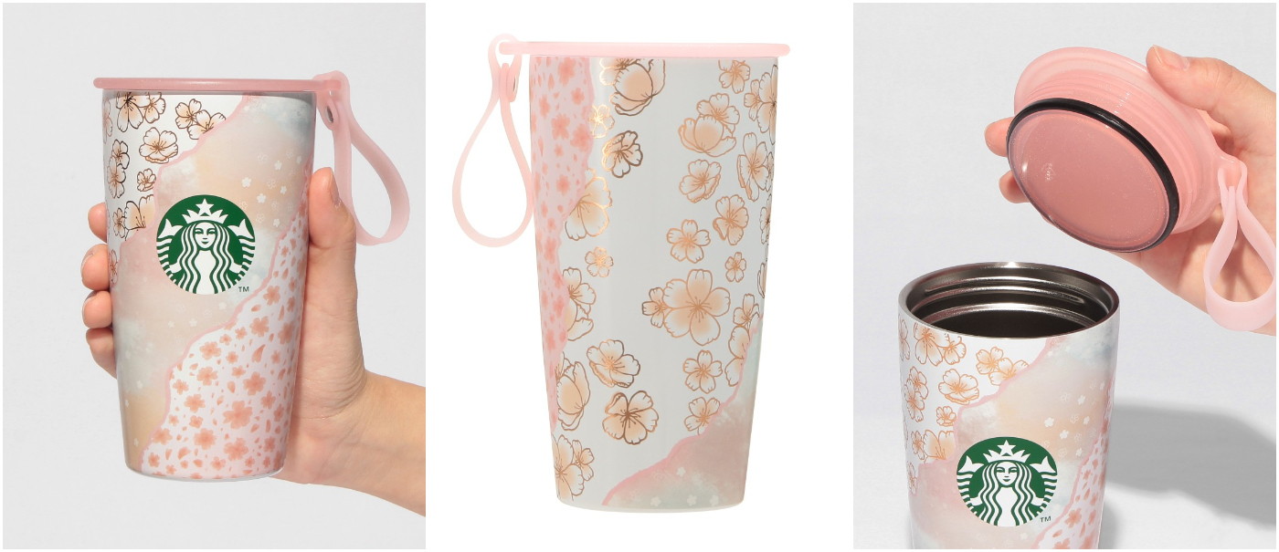 日本星巴克_STARBUCKS_sakura daytime_SAKURA2025 SAKURA2025 ストラップカップシェイプステンレスボトルレイヤード／櫻花 2025 帶繩杯型不鏽鋼隨身瓶 多層