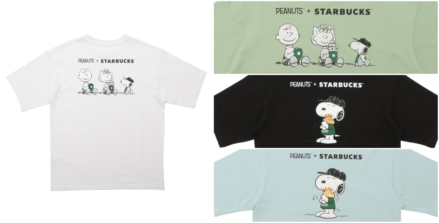 สินค้าใหม่จากการร่วมมือของสตาร์บัคส์_PEANUTS_PEANUTS Tシャツ_PEANUTS เสื้อยืด