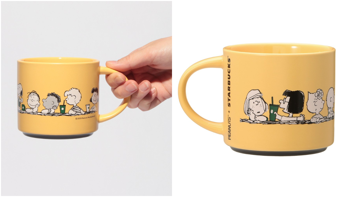 สินค้าใหม่จากการร่วมมือของสตาร์บัคส์_PEANUTS_PEANUTS スタッキングマグ イエロー_PEANUTS แก้วแบบซ้อนสีเหลือง