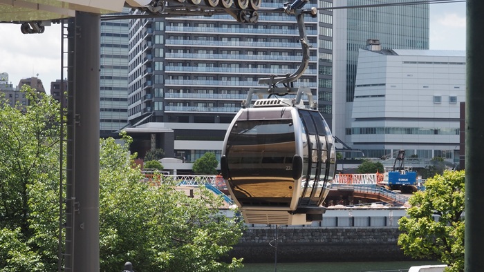 กระเช้าลอยฟ้า YOKOHAMA AIR CABIN มองเห็นชิงช้าสวรรค์ Cosmo Clock 21