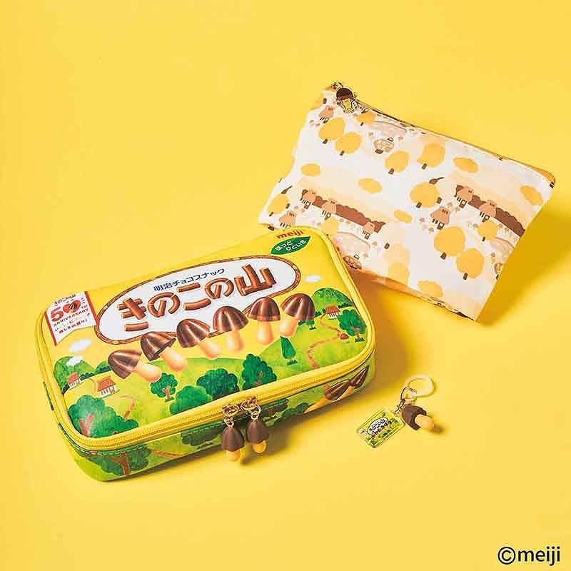 明治香菇造型饼干收纳包2入组＆造型吊饰