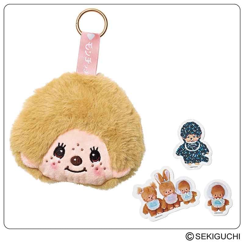 Monchhichi梦奇奇脸部造型收纳包＆贴纸组