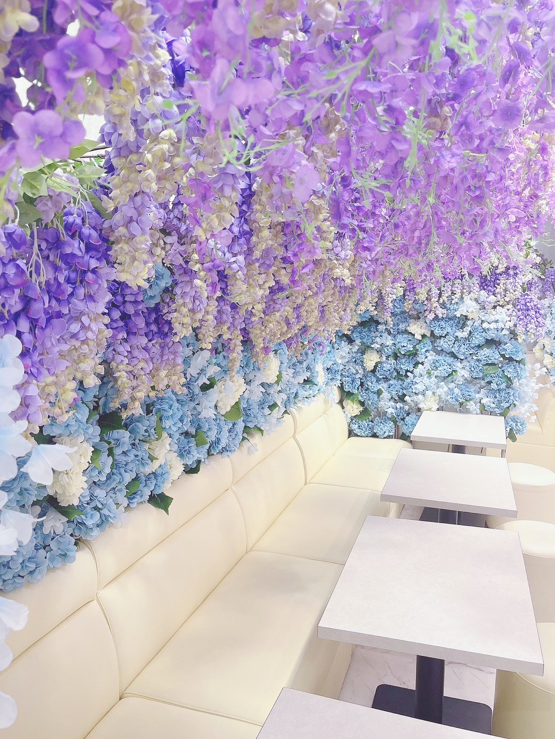 Cafe LUMINOUS 紫藤花與繡球花佈景