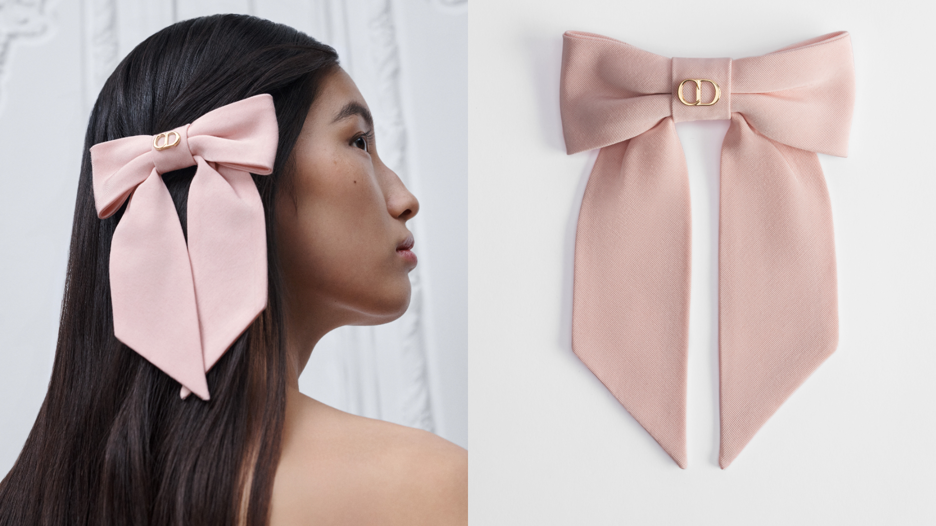 Dior Twist 粉色大蝴蝶結髮夾