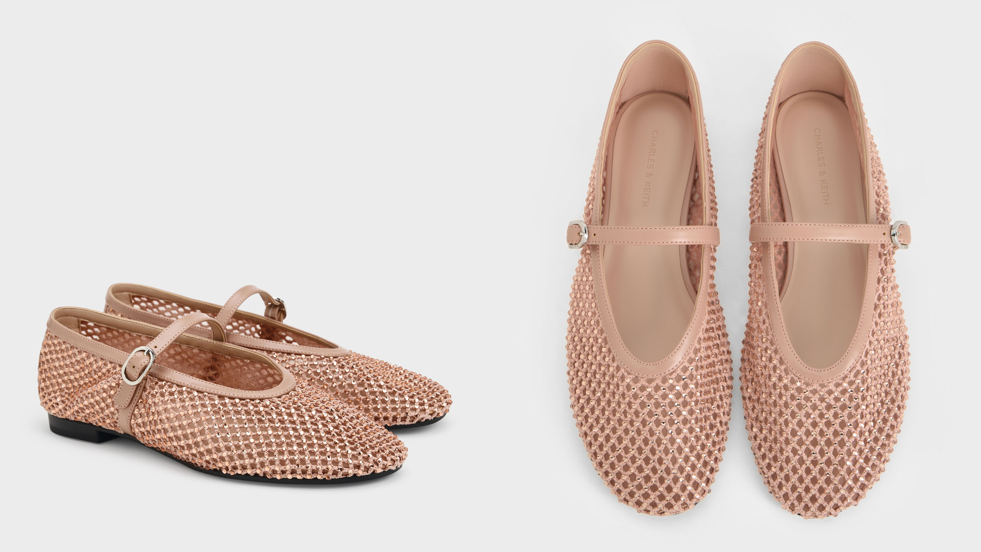 CHARLES & KEITH Maggie 網紗閃鑽瑪莉珍鞋
